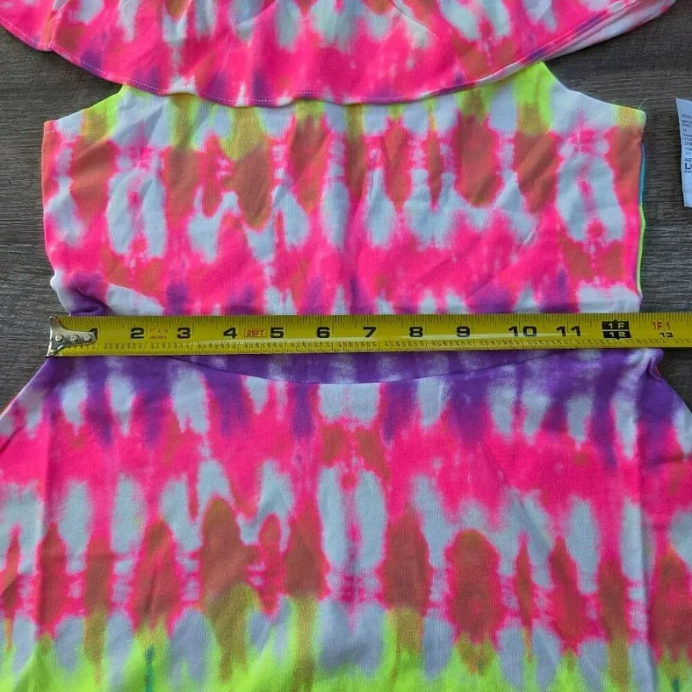 Children's Place NWT Girls Large 10/12 Tye Dye summer dress pink/purple/yellow - Picture 6 of 7